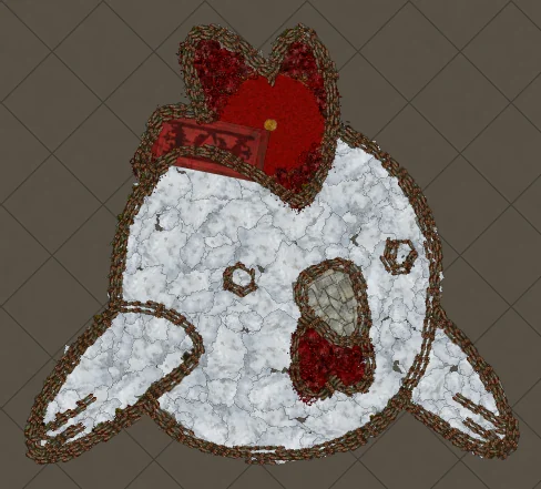 Cartoon Chicken Path of Exile hideout art made from real in-game decorations