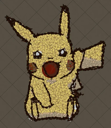 Pikachu built from Path of Exile decorations